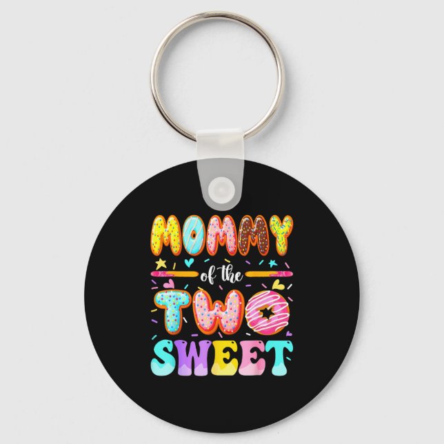 Mommy Of The Two Sweet Donut 2nd Birthday Girl  Key Ring (Front)