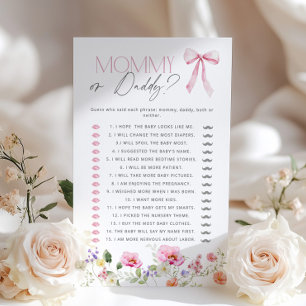 Mommy or Daddy Pink Bow Floral baby shower game