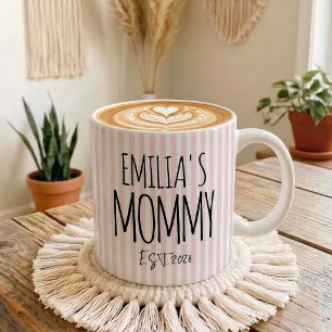 Mommy   Pink Stripes Mother’s Day Personalized Coffee Mug