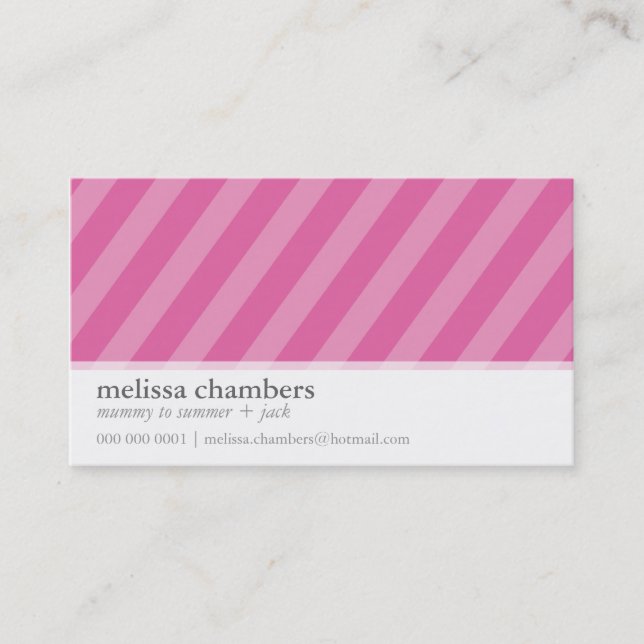 MOMMY PLAYDATE CONTACT simple stripe Calling Card (Front)