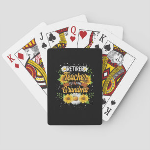Mommy Retired Teacher Full Time Grandma Retirement Playing Cards