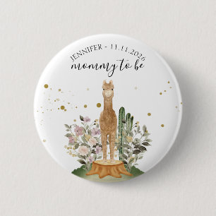 Mommy to be alpaca wildlife woodland animal 6 cm round badge