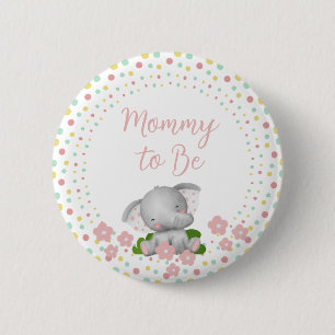 Mommy to Be Baby Shower Button - Pink Elephant