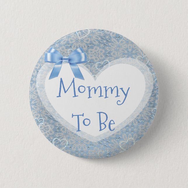 Mommy to be Blue Baby Shower Button (Front)