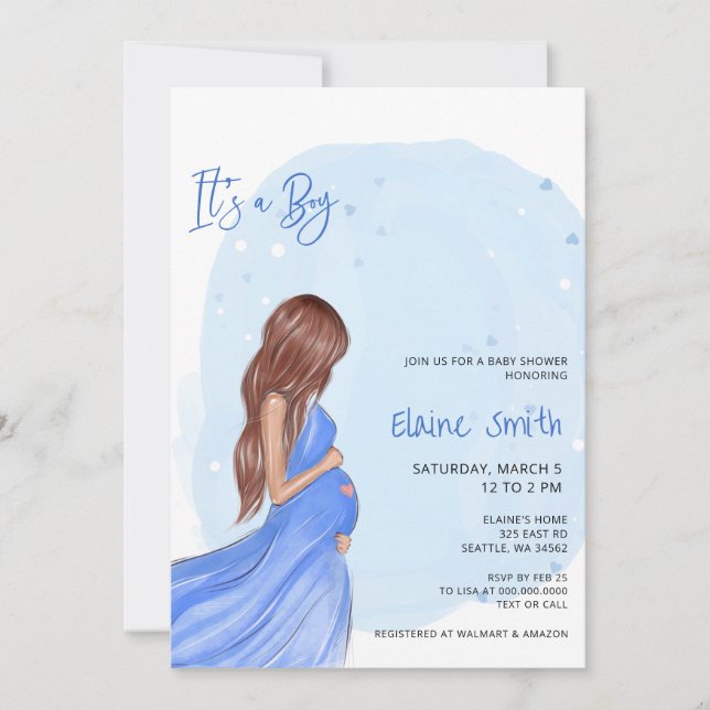 Mommy to Be Blue Its a Boy Baby Shower Invitation (Front)
