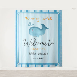 Mommy To Be Cute Whale Baby Shower Backdrop Tapestry
