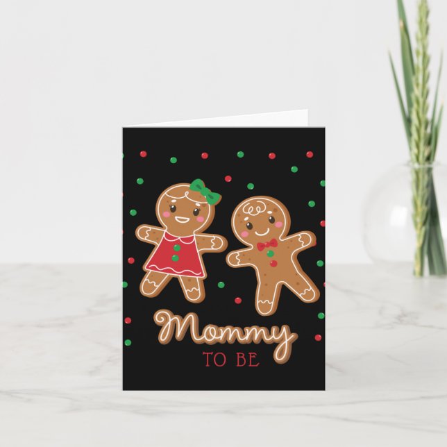 Mommy To Be Gender Reveal Gingerbread  Card (Front)