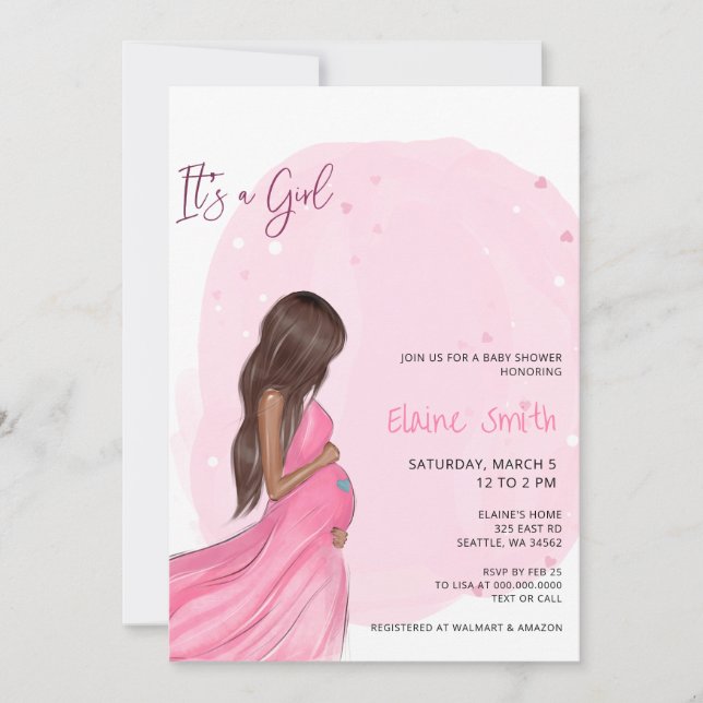 Mommy to Be Pink Its a Girl Baby Shower Invitation (Front)