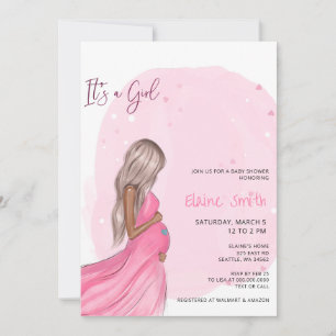Mommy to Be Pink Its a Girl Baby Shower Invitation
