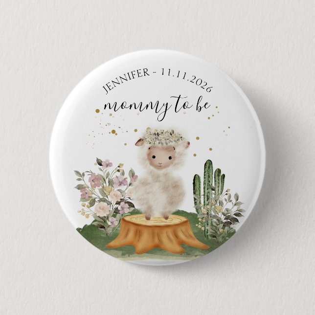 Mommy to be Sheep woodland animal 6 Cm Round Badge (Front)