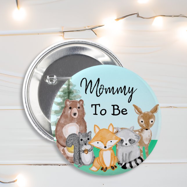 Mommy To Be | Woodland Creatures Baby Shower 6 Cm Round Badge (Creator Uploaded)