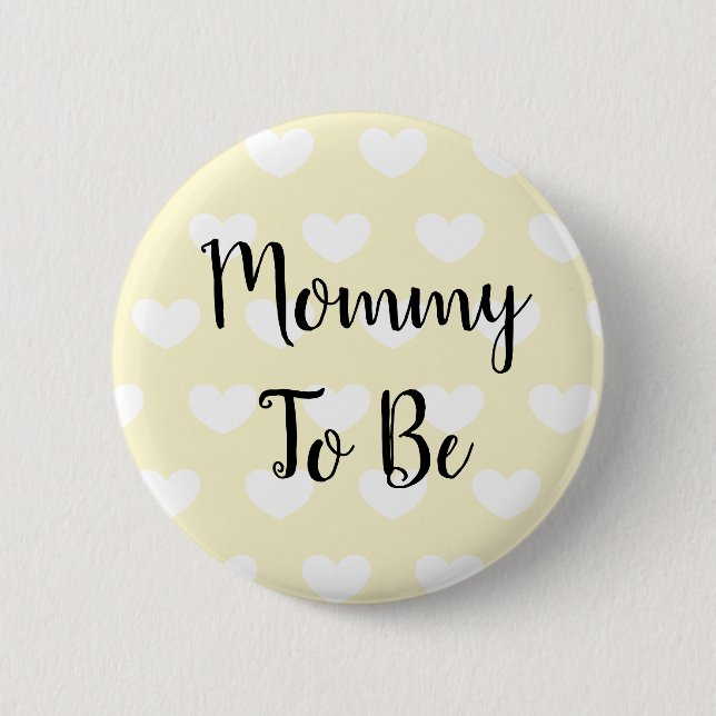 Mommy to be Yellow Hearts Baby Shower Button (Front)