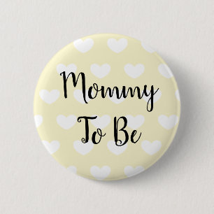 Mommy to be Yellow Hearts Baby Shower Button