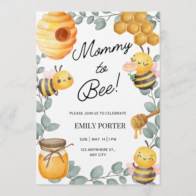 Mommy to Bee Baby Shower Invitation (Front)