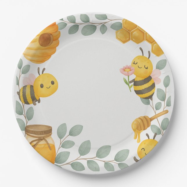 Mommy to Bee Baby Shower Paper Plates (Front)