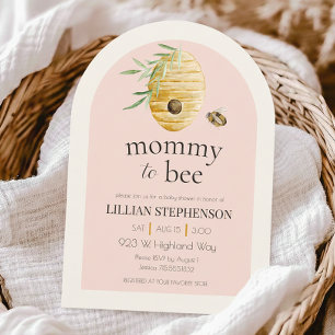 Mommy To Bee Blush Pink Bumblebee Baby Shower Invitation