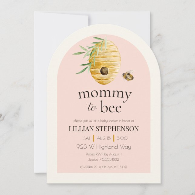 Mommy To Bee Blush Pink Bumblebee Baby Shower Invitation (Front)