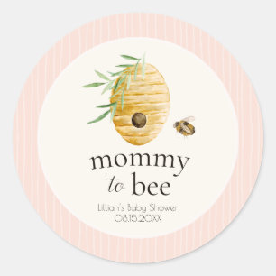 Mommy To Bee Blush Pink Honey Bee Baby Shower  Classic Round Sticker