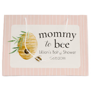 Mommy To Bee Bumblebee Pink Girl Baby Shower Large Gift Bag