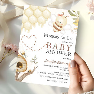 Mommy To Bee Cute Bumble Bee Baby Shower Invitation