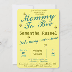 MOMMY TO BEE CUTE VIRTUAL  BABY SHOWER INVITATION