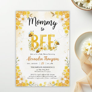 Mommy to Bee Cute Whimsical Floral Baby Shower Invitation