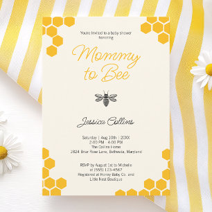 Mommy to Bee Gender Neutral Cute Yellow Honeycomb Invitation