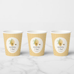 Mommy To Bee Striped Yellow Honey Bee Baby Shower Paper Cups