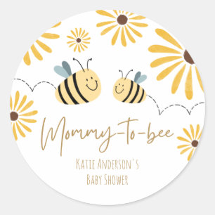 Mommy-to-Bee Sunflower Baby Shower Classic Round Sticker