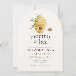 Mommy To Bee Watercolor Bumblebee Baby Shower Invitation
