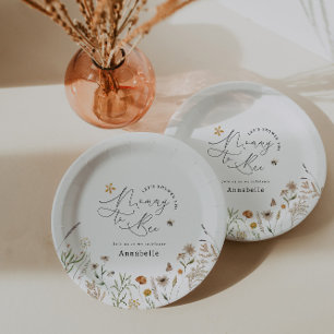 Mommy to bee wildflower baby shower paper plate