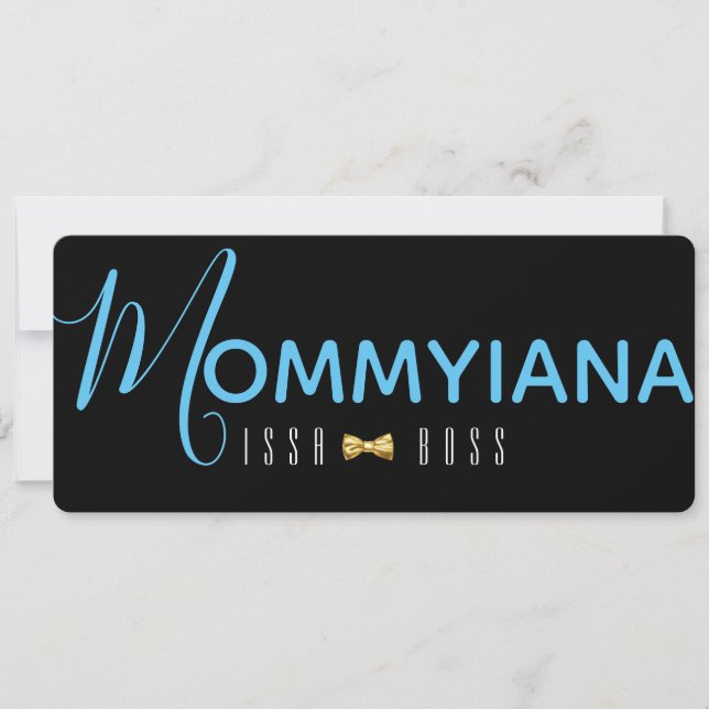 Mommyiana| Issa Boss| Black & Blue Baby Shower Announcement (Front)