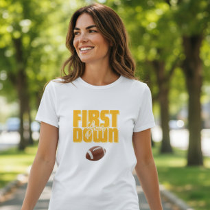 Mommy's First Year Down Football Text Yellow T-Shirt