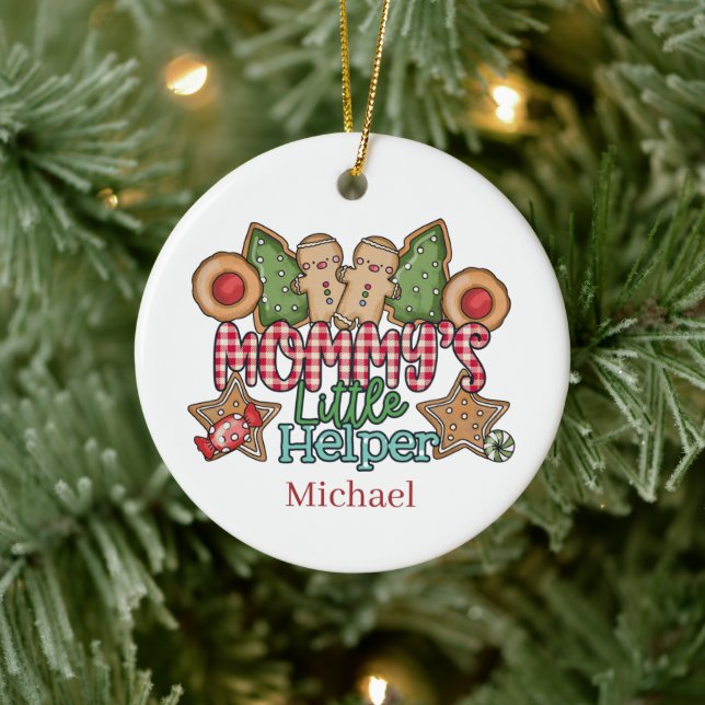 Mommy's little helper add name message ceramic tree decoration (Tree)