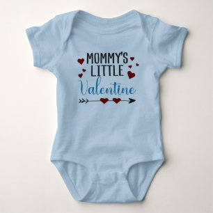 Mommy's little Valentine blue with pink hearts Baby Bodysuit
