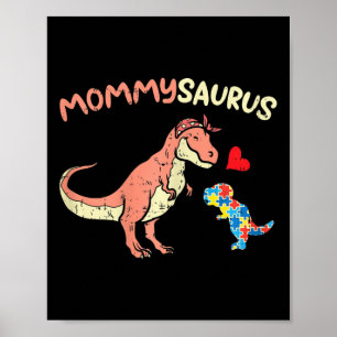 Mommysaurus Puzzle Dinosaur Autism Awareness Mum M Poster