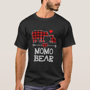 Momo Bear Christmas Pajama Red Plaid Buffalo Famil T-Shirt