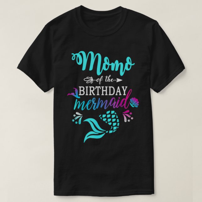 Momo Of The Birthday Mermaid Matching Family  T-Shirt (Design Front)