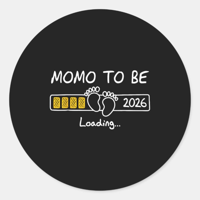 Momo To Be 2026 Loading Momo Est 2026  Classic Round Sticker (Front)