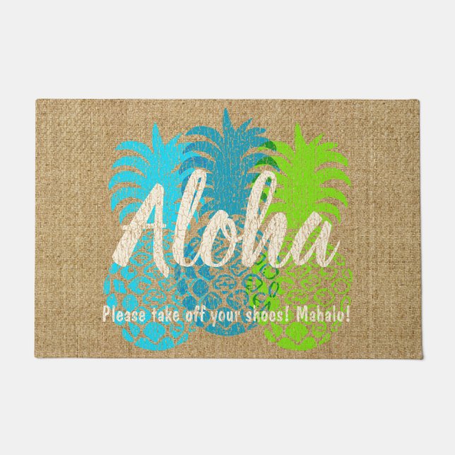 Momona Hawaiian Tropical Pineapple Aloha Doormat (Front)