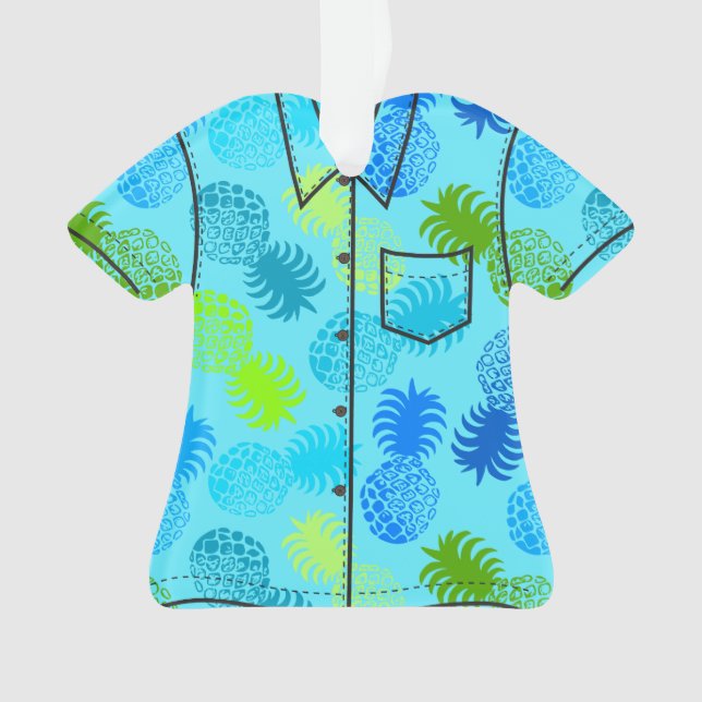 Momona Hawaiian Tropical Pineapple Aloha Shirt Ornament (Front)