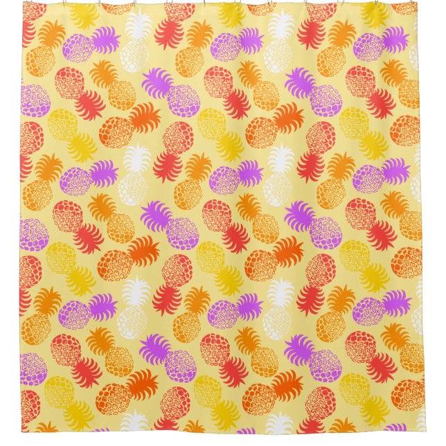 Momona Hawaiian Tropical Pineapple Shower Curtain (Front)