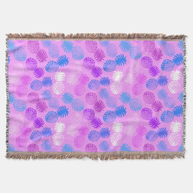 Momona Hawaiian Tropical Pineapple Throw Blanket (Front)