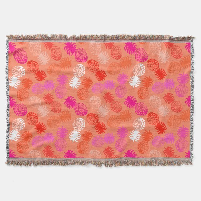 Momona Hawaiian Tropical Pineapple Throw Blanket (Front)