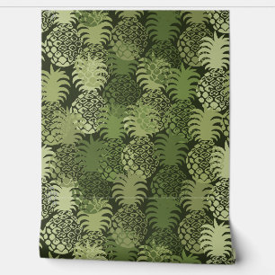 Momona Hawaiian Tropical Pineapple Toss - Green Wallpaper