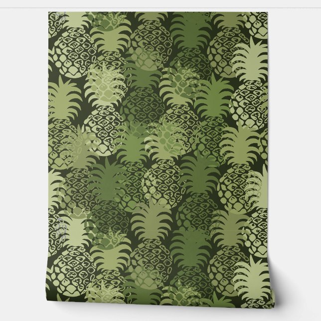 Momona Hawaiian Tropical Pineapple Toss - Green Wallpaper (Unrolling)