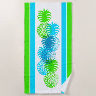 Momona Pineapple Hawaiian Striped Tropical -Cool Beach Towel