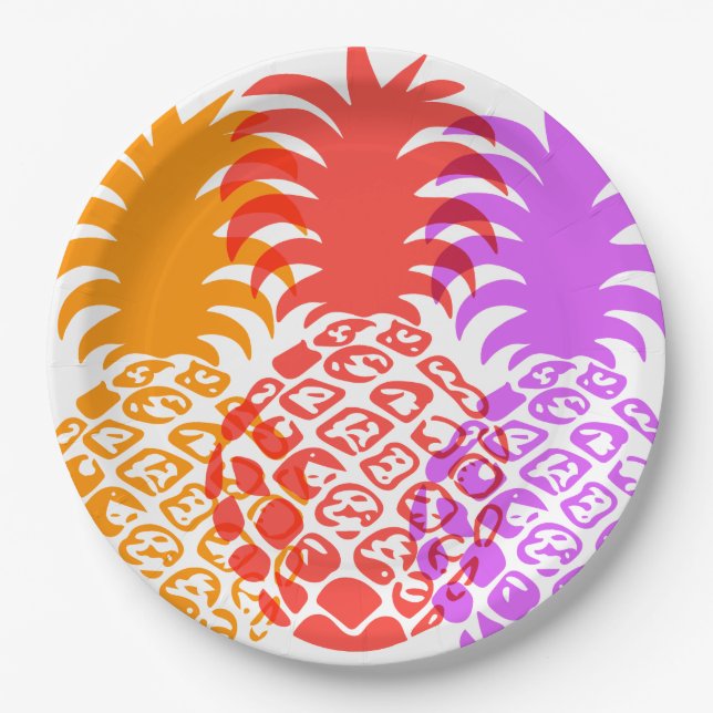 Momona Pineapple Hawaiian Tropical Paper Plate (Front)
