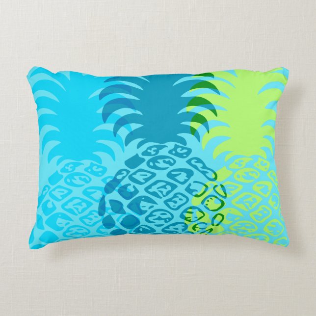 Momona Pineapple Hawaiian Tropical Reversible Decorative Cushion (Front)