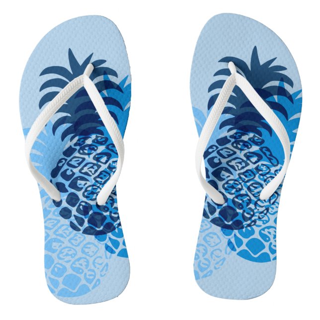 Momona Pineapple Hawaiian Tropical Reversible Flip Flops (Footbed)